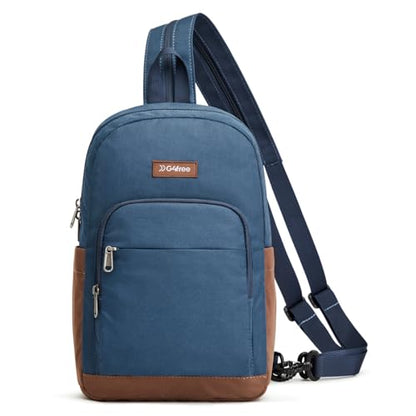 G4Free Small RFlD Crossbody Backpack Convertible Lightweight Mini Sling Bag for Women Men for Travel & Hiking, Blue & Brown - color: Blue and Brown
