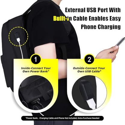 Premium Lightweight Laptop Backpack with USB Charging Port, Durable College School Bookbag, 2 Built-in Organizers, Padded 15.6-inch Laptop/Notebook Sleeve, Slim Water Resistant Bag, Black - color: Black