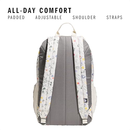 adidas Classic 3-Stripe Backpack for Laptop, School and Travel, 28L - color: Meadow Floral Wonder White/Wonder White/5.0