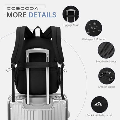 40x30x15cm Personal Item Travel Backpack,16"x12"x6" Small Carry-On Bag 20L, Flight-Approved Underseat Luggage, Mochila de Viaje,Cabin-Size Lightweight Backpack for Men & Women - color: Black
