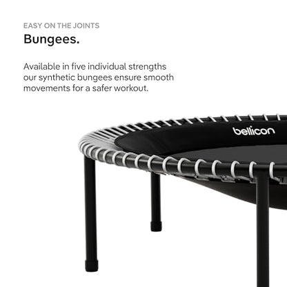 bellicon Mini Trampoline 39'' (Beige) | Bungee Suspension up to 260 lbs | Indoor Fitness Rebounder for Adults | Foldable Legs