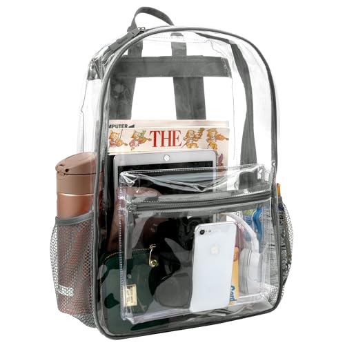 Trail maker Bulk Clear Backpacks Wholesale for School 24 Pack Clear Backpacks for Boys, Girls, School, Stadium, Travel (Grey Pack) - color: Grey Pack