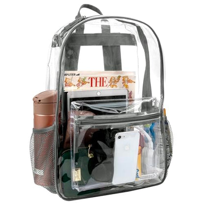 Trail maker Bulk Clear Backpacks Wholesale for School 24 Pack Clear Backpacks for Boys, Girls, School, Stadium, Travel (Grey Pack) - color: Grey Pack