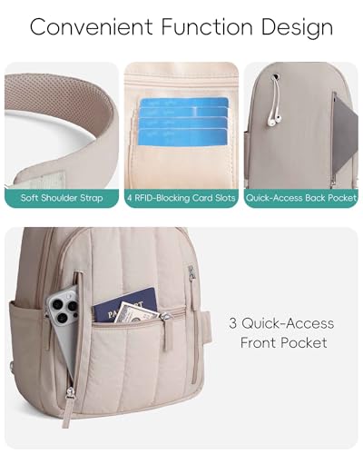 HomemeDiary Large Sling Bag for Women, Puffer Crossbody Bag Purses Sling Backpack, RFID Fanny Packs for Travel Daily Hiking - color: Khaki