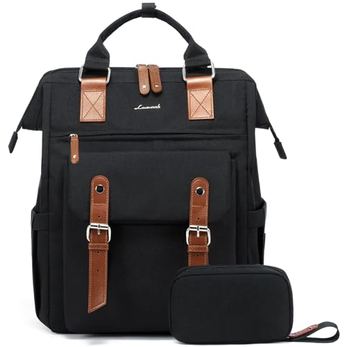 LOVEVOOK Laptop Backpack for Women Work Travel Backpack Business Commuter Computer Bag Teacher Doctor Nurse Bags College Backpack Purse, 17 Inch, Black-brown - color: 1 Black-brown, size: 17.3 Inch