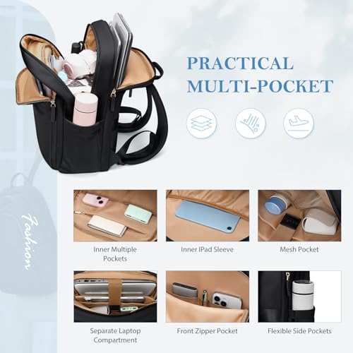 Travel Backpack for Women Personal Carry On Bag Business Weekender Hiking Multilayer Laptop Bag,16 Inch,Black - color: Upgrade-black, size: 16 Inch
