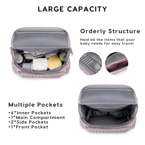SONARIN Convertible Diaper Bag Backpack Waterproof Nappy Changing Bag Travel Mummy Bag with Changing Pad & Shoulder Strap(Purple) - color: Purple