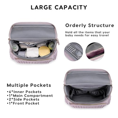 SONARIN Convertible Diaper Bag Backpack Waterproof Nappy Changing Bag Travel Mummy Bag with Changing Pad & Shoulder Strap(Purple) - color: Purple