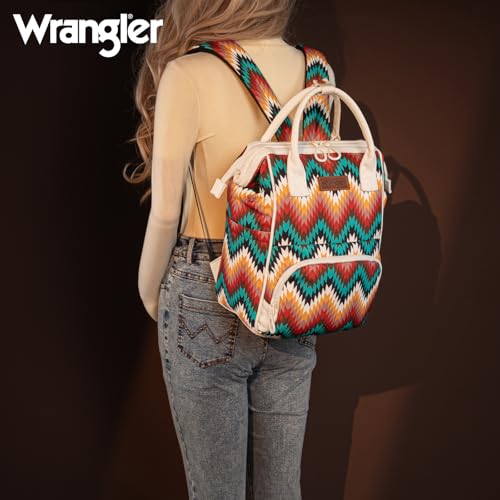 Montana West Wrangler Aztec Callie Diaper Bag Backpack with Stroller Straps Multifunction Baby Travel Bag WG2211-9110TN - color: Classic Tan