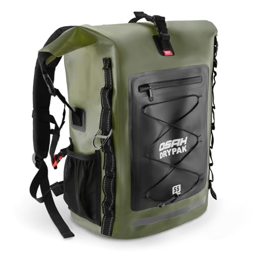 OSAH DRYPAK Waterproof Backpack Dry Bag 35L/55L/85L – Heavy Duty Roll-Top Hiking Backpack for Travel, Kayaking, Boating, Camping, Rafting and Fishing - color: Green, size: 55L