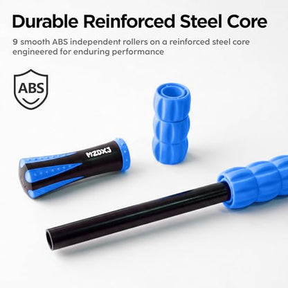 Muscle Roller & Massage Roller Stick for Athletes - Lymphatic Drainage Support, Relieves Muscle Soreness, Cramping & Tightness - Targets Legs, Arms, Back & Calves （Blue - 18inch） - color: Blue