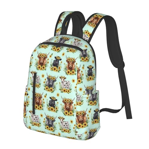 Lightweight Daypack Highland Cows Sunflowers, Stands Upright, Padded Laptop Sleeve, for Commuters & Travel - color: Picture (226)