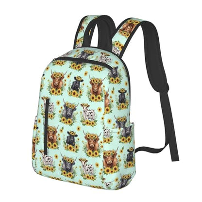 Lightweight Daypack Highland Cows Sunflowers, Stands Upright, Padded Laptop Sleeve, for Commuters & Travel - color: Picture (226)
