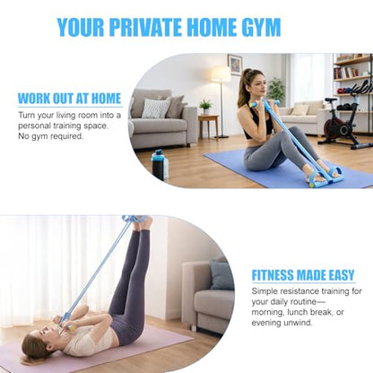 8-Tube Pedal Resistance Band with Handles, Multifunctional Pedal Resistance Band Made of Natural Rubber, Fashion Puller Exercise Equipment for Full Body Strength, Toning & Stretching - color: Blue