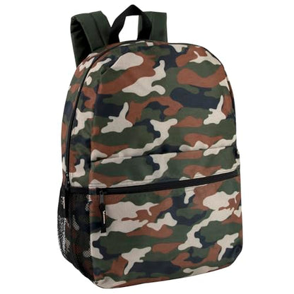 Trail maker 17 inch Backpack for Travel & Commute, Zippered Front & Mesh Side Pockets, Padded Straps - color: Camo Cool