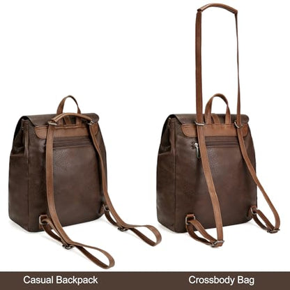 Montana West Backpack Purse for Women Casual Daypack Convertible Crossbody Backpack for Travel Work - color: Coffee