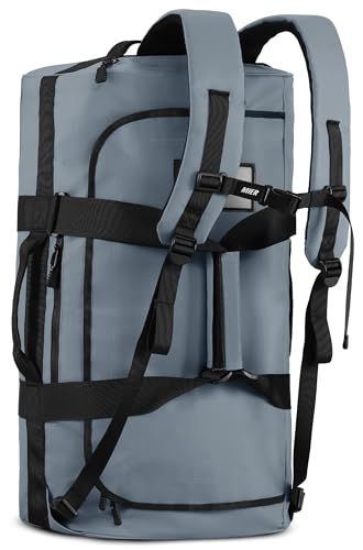 MIER 40L/60L/90L Water Resistant Backpack Duffel, Heavy Duty Duffle Bags | Heavy-Duty; Inner Zipper Pockets; Suit for Travel Gym Camping Sports Weekend Getaways; Convertible with Backpack Straps - color: Gray, size: 90l