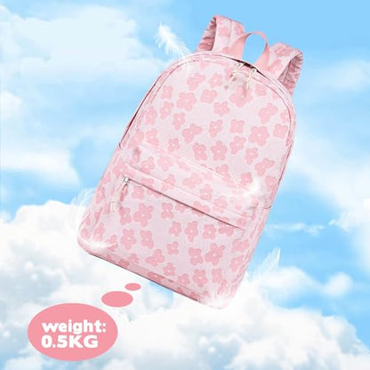 LEDAOU School Backpack for Teen Girls Elementary Middle School Bookbag Kids Backpacks Women Laptop Backpack Travel Daypack - color: Pink Flower