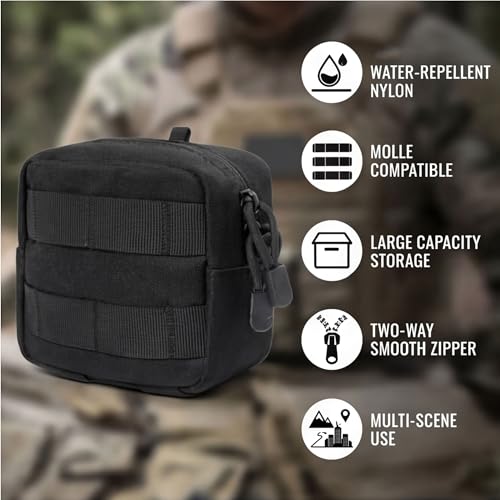 2 Pack Mini Tactical MOLLE Compact Ammo Pouch, Small Tactical EDC Belt Pouches Admin Compact Tool Utility Pouches Organizer, Wallet Cards Knife Gadgets Mini EDC Organizer Bag