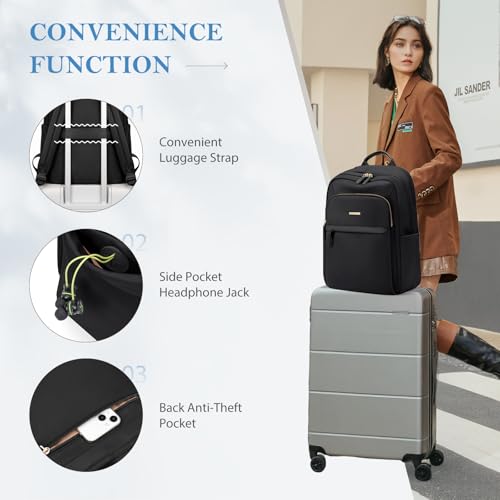 Travel Backpack for Women Personal Carry On Bag Business Weekender Hiking Multilayer Laptop Bag,16 Inch,Black - color: Upgrade-black, size: 16 Inch
