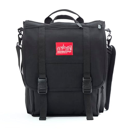 Manhattan Portage Commuter Laptop Bag 3-Way Carry Professional Messenger Backpack with 17" Padded Laptop Sleeve Dual Buckle Flap & Luggage Strap Hybrid Work & College Travel Bag