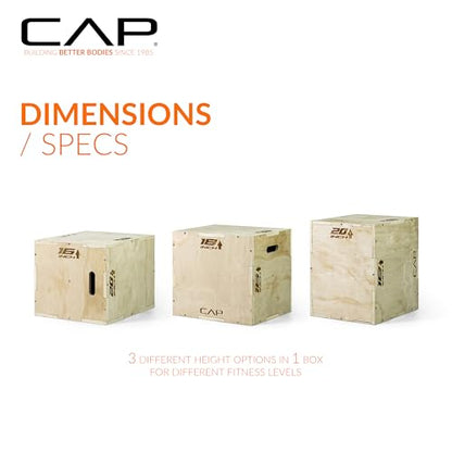 CAP Barbell 3-in-1 Plyometric Box | Multiple Styles and Sizes - size: 20in x 18in x 16in, style: WOOD