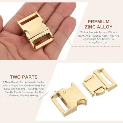 PATIKIL Quick Side Release Buckle, Metal Buckles Replacement No Sewing Snaps Clips Clasps - color: Golden, size: 9/16 Inch