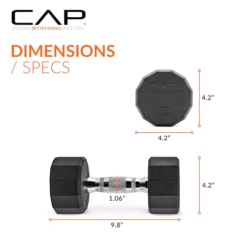 CAP Barbell Coated Hex Dumbbell Weight - Single | 10-120 lbs | Multiple Options - size: 12 lb, style: 12-Sided - Chrome Handle