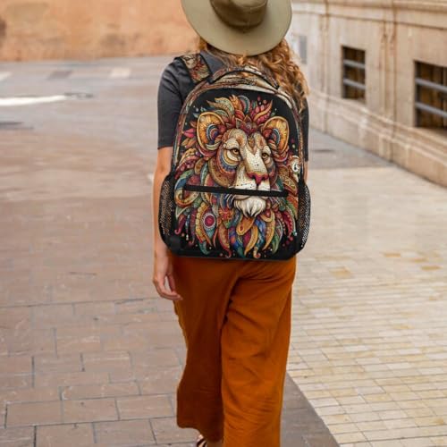 Lion Kids Backpack for Girl Boy Waterproof Kids Back Pack | Animal Art School Bookbag Women Men Lightweight Rucksack Casual Daypack Carry On Bag for Work Hiking Camping Gym Travel - color: Animal Lion Art