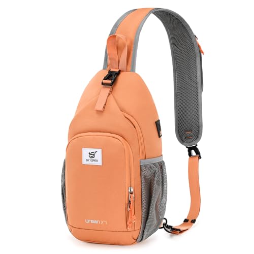 SKYSPER Sling Bag RFID Crossbody Sling Backpack Cross Body Shoulder Bag Travel Hiking Daypack for Women Men(Orange) - color: Orange