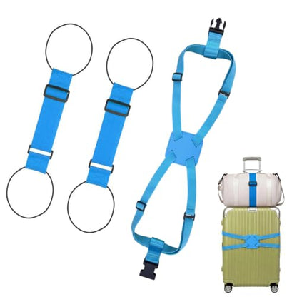 Multi Use Strong Adjustable Luggage Connector Straps for Suitcases,3 Pack Flexible Luggage Accessories Elastic Fastening Bag Strap (Blue-3Pcs) - color: Blue-3Pcs