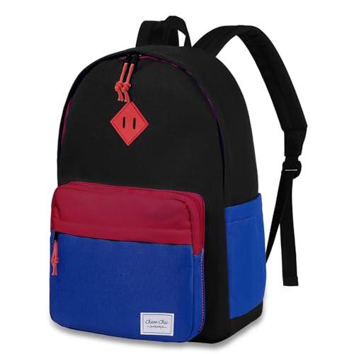 Chase Chic Kids Backpack for Girls - 17 inch School Backpacks for Toddler Fits 6 to 12 Years Old - Lightweight Water Resistant Preschool Bookbag for Travel Daycare (Black Blue) - color: Black&blue