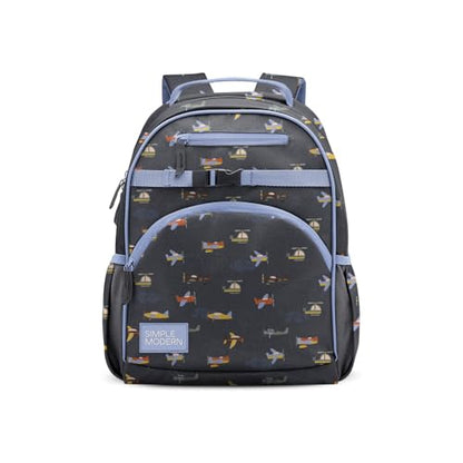 Simple Modern Medium Toddler Backpack for School Girls and Boys | Kindergarten Elementary Kids Backpack | Fletcher Collection | Kids - 15" tall | Wheels Up - color: -Wheels Up, style: Kids Medium
