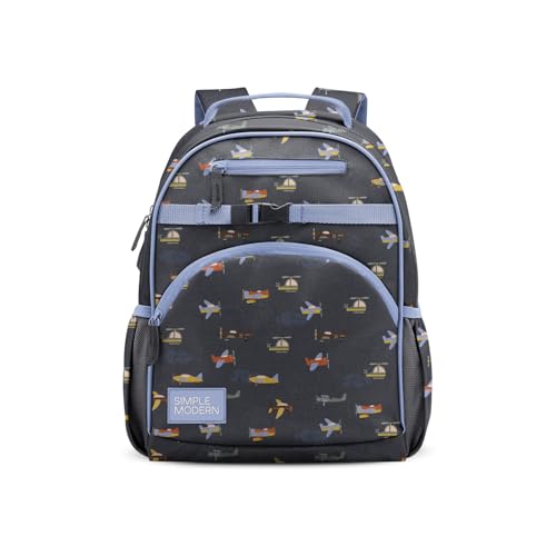 Simple Modern Medium Toddler Backpack for School Girls and Boys | Kindergarten Elementary Kids Backpack | Fletcher Collection | Kids - 15" tall | Wheels Up - color: -Wheels Up, style: Kids Medium