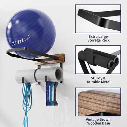 for BABYGO/THERABAND/Trideer Birthing Ball & Exercise Yoga Wall Mount Ball Holder, Heavy Duty Pilates Circles Holder, Yoga Mat Holder, Stability Medicine Ball Storage Rack for Women