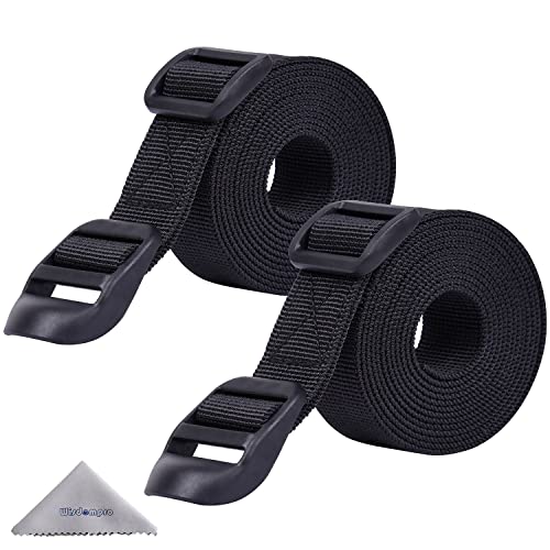 Wisdompro Sleeping Bag Strap, 2 Pack of Heavy Duty Utility Straps for Backpacking, Sleeping Bag Compression, Luggage, Camping, Hiking with Plastic Buckle - 48 inch, Black - size: 48 inches