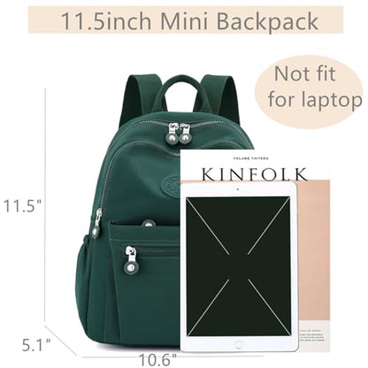 Tanweibago Mini Nylon Women Backpacks,11L Small Ladies backpacks Casual Lightweight Women Shopping Travel Daypack (Dark Green) - color: Dark Green
