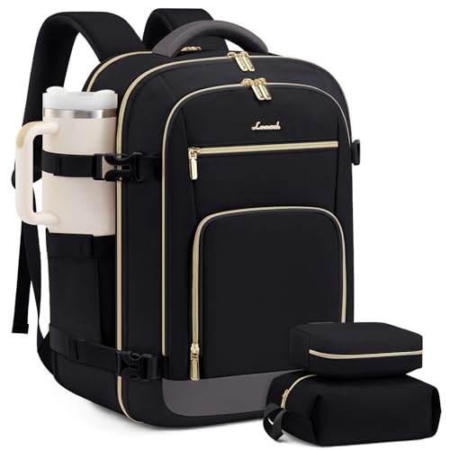 LOVEVOOK Carry On Travel Backpack For Women Men Flight Approved, 40L Personal Item Backpack for Airplanes, Business Weekender Overnight Daypack Fits 17 Inch Laptop, with 2 Packing Cubes, Black Grey - color: Black-grey, size: 40l-17.3 Inch-3pcs
