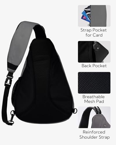 WATERFLY Sling Bag Sling Backpack Small Crossbody Shoulder Bag for Men Women Traveling Cycling Hiking Daypack - color: Dark Grey