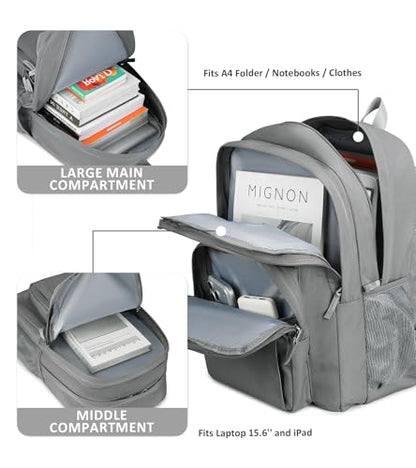abshoo Classical Basic Womens Travel Backpack For College Men Water Resistant Bookbag (Grey) - color: Grey, size: 16.5 Inc