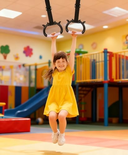 Kids Adjustable Gymnastics Rings - Home Gym Strength Training Pulling Rings for Children Physical Fitness