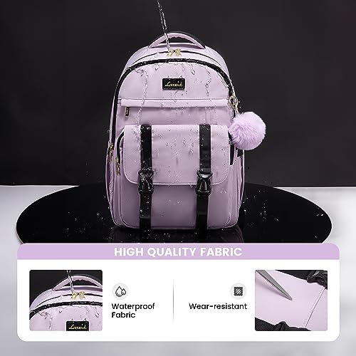LOVEVOOK School Backpack for Teen Girls, Student Backpack Purse for 14-16 Teenage, Cute Kid Bookbag, Back to School Backpacks Fit 15.6 Inch Laptop, Large College Travel Bag, Light Purple - color: Light Purple