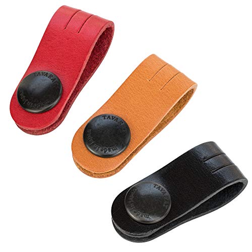 TAVARAT Cord Organizer, Long size, Cable Organizer, Charger Organizer, made in Japan, Genuine Leather, Cable Straps, (Long size, Three-colour set, A) - color: Long Size, Three-colour Set, a