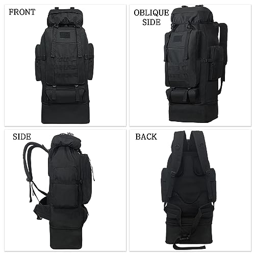 100L Camping Hiking Backpack, Military Tactical Backpack Molle Rucksack, Extra Large Hiking Daypack, Water Resistant Hiking Bag, Outdoor Sports Backpack, Adjustable Sport Bag (Black)