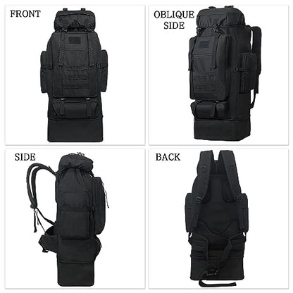 100L Camping Hiking Backpack, Military Tactical Backpack Molle Rucksack, Extra Large Hiking Daypack, Water Resistant Hiking Bag, Outdoor Sports Backpack, Adjustable Sport Bag (Black)