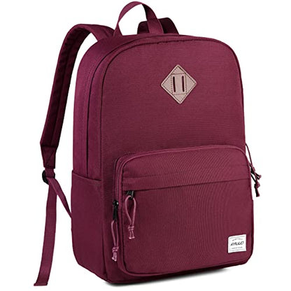 RAVUO School Backpack, Lightweight Classic Bookbag Casual Daypack for Men Women - color: Burgundy