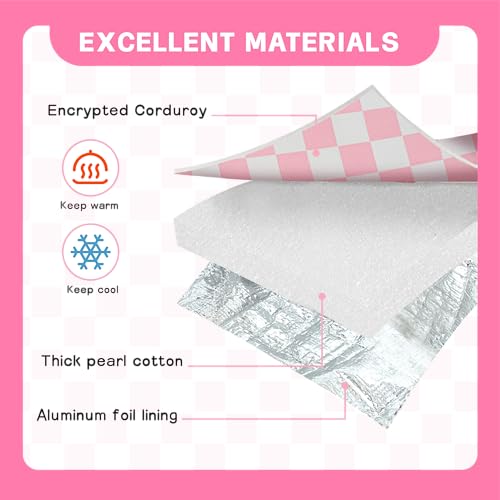 LEDAOU Lunch Box Kids Insulated Lunch Bag Girls Boys Toddler Reusable Lunchbox for School Picnic Hiking (Checkered-Pink) - color: Checkered-Pink