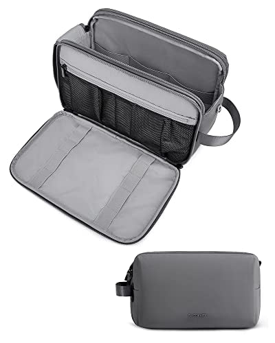 BAGSMART Toiletry Bag for Men, Travel Toiletry Organizer Dopp Kit Water-resistant Shaving Bag for Toiletries Accessories, Door Room Essentials,Grey-large - color: Grey, size: Large