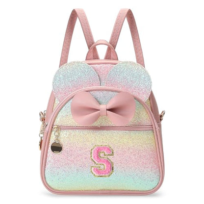 Birthday Gift for 2 3 4 5 6 7 8 9 10 Year old Girls Personalized Initial Mini Backpack Purse for Toddler Kids-Shine-S - color: Shine, style: S