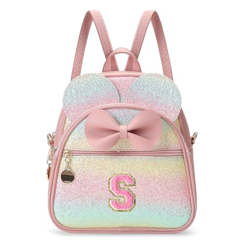 Birthday Gift for 2 3 4 5 6 7 8 9 10 Year old Girls Personalized Initial Mini Backpack Purse for Toddler Kids-Shine-S - color: Shine, style: S
